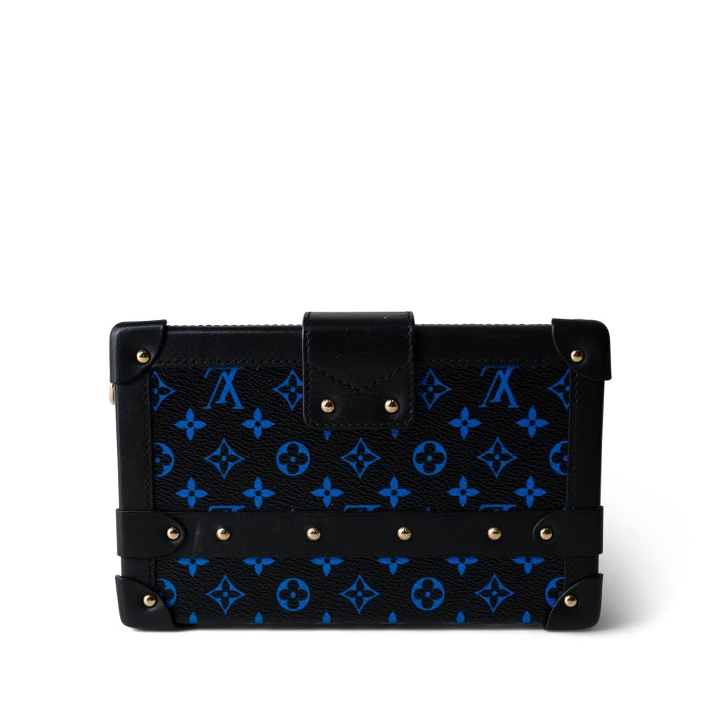 Louis Vuitton Handbag Blue Louis Vuitton Monogram Petite Malle Blue Black - Redeluxe