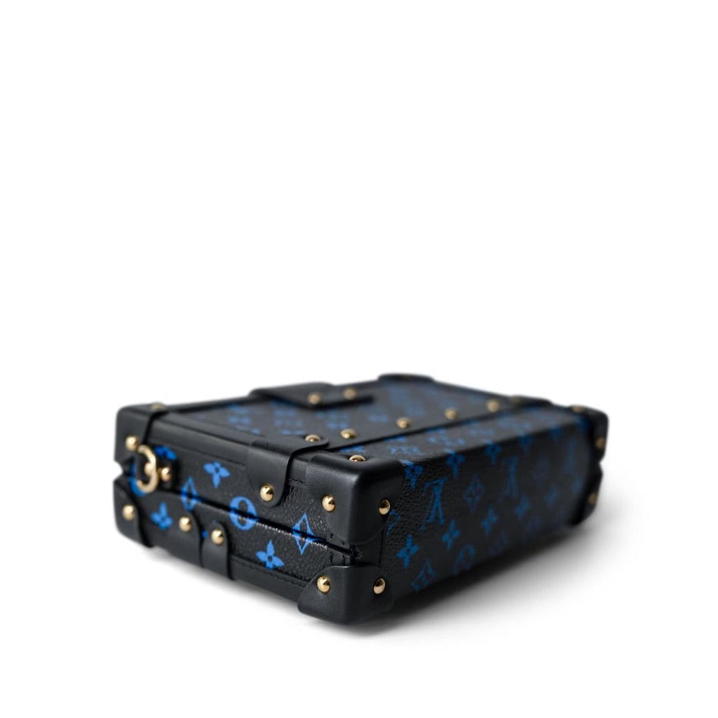 Louis Vuitton Handbag Blue Louis Vuitton Monogram Petite Malle Blue Black - Redeluxe
