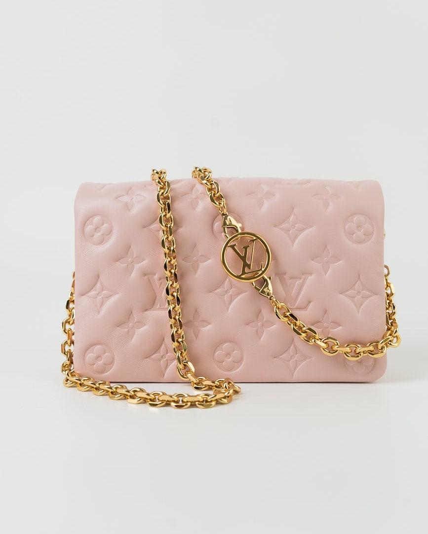 Louis Vuitton Handbag Louis Vuitton Pochette Coussin Light Pink Lambskin Embossed - Redeluxe