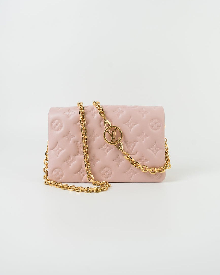 Louis Vuitton Handbag Louis Vuitton Pochette Coussin Light Pink Lambskin Embossed - Redeluxe