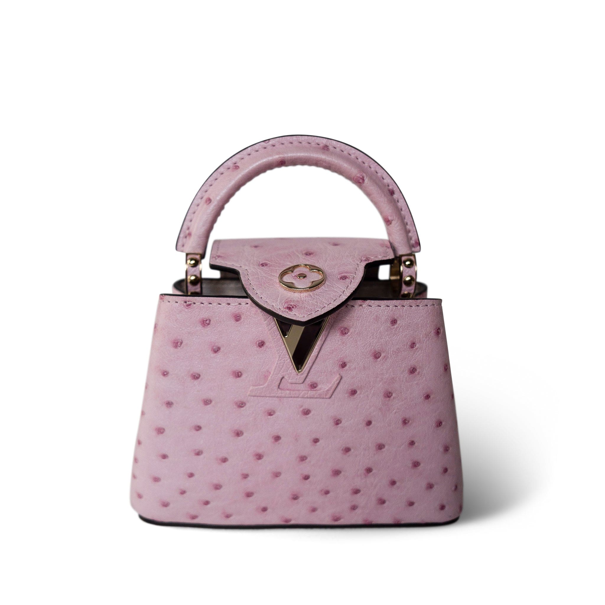 Louis Vuitton Handbag Pink Louis Vuitton Capucines Nano Exotic Ostrich Pink - Redeluxe