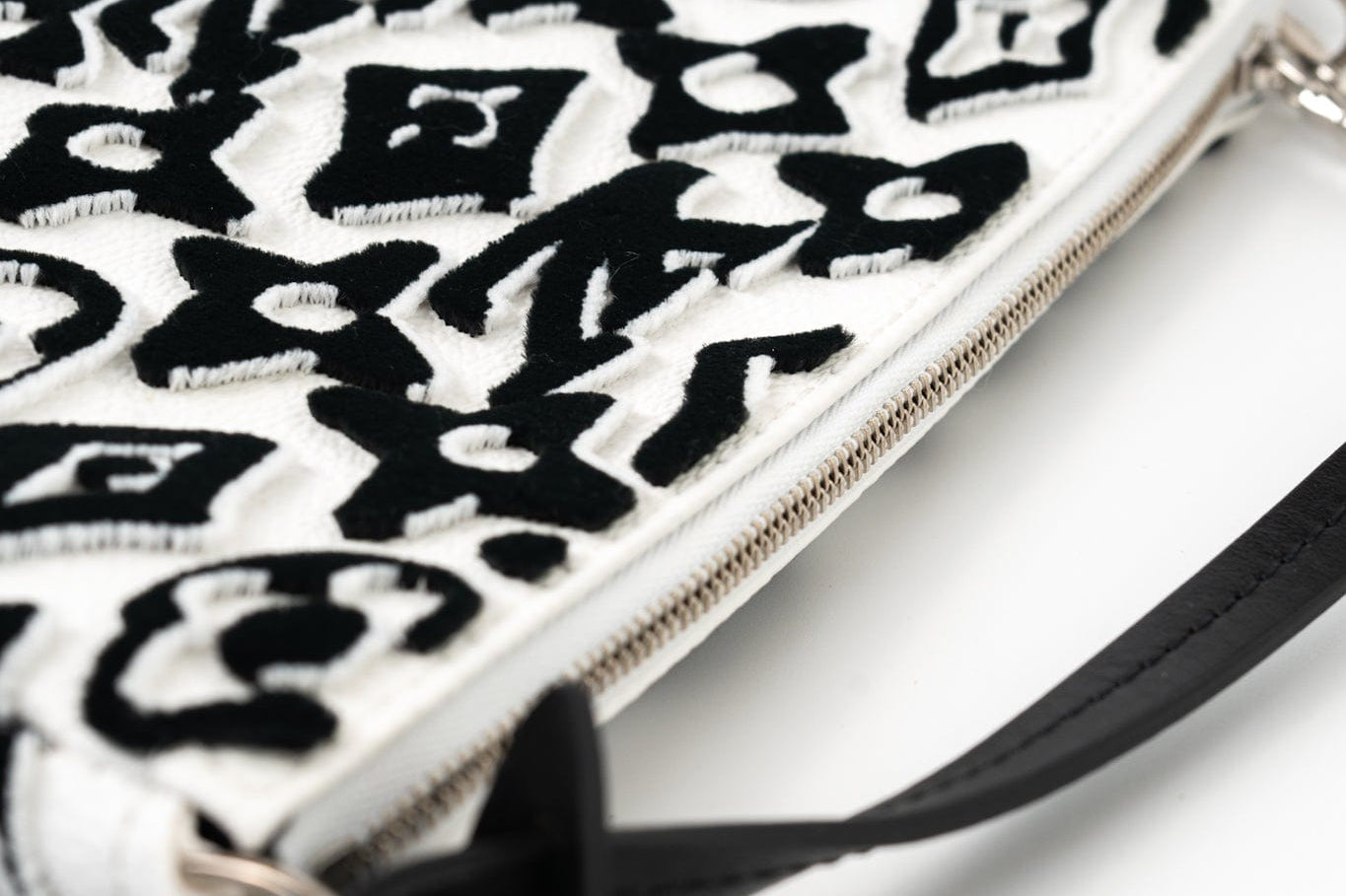 Louis Vuitton Handbag White Tufted Monogram X UF Pochette Accessories Black White - Redeluxe