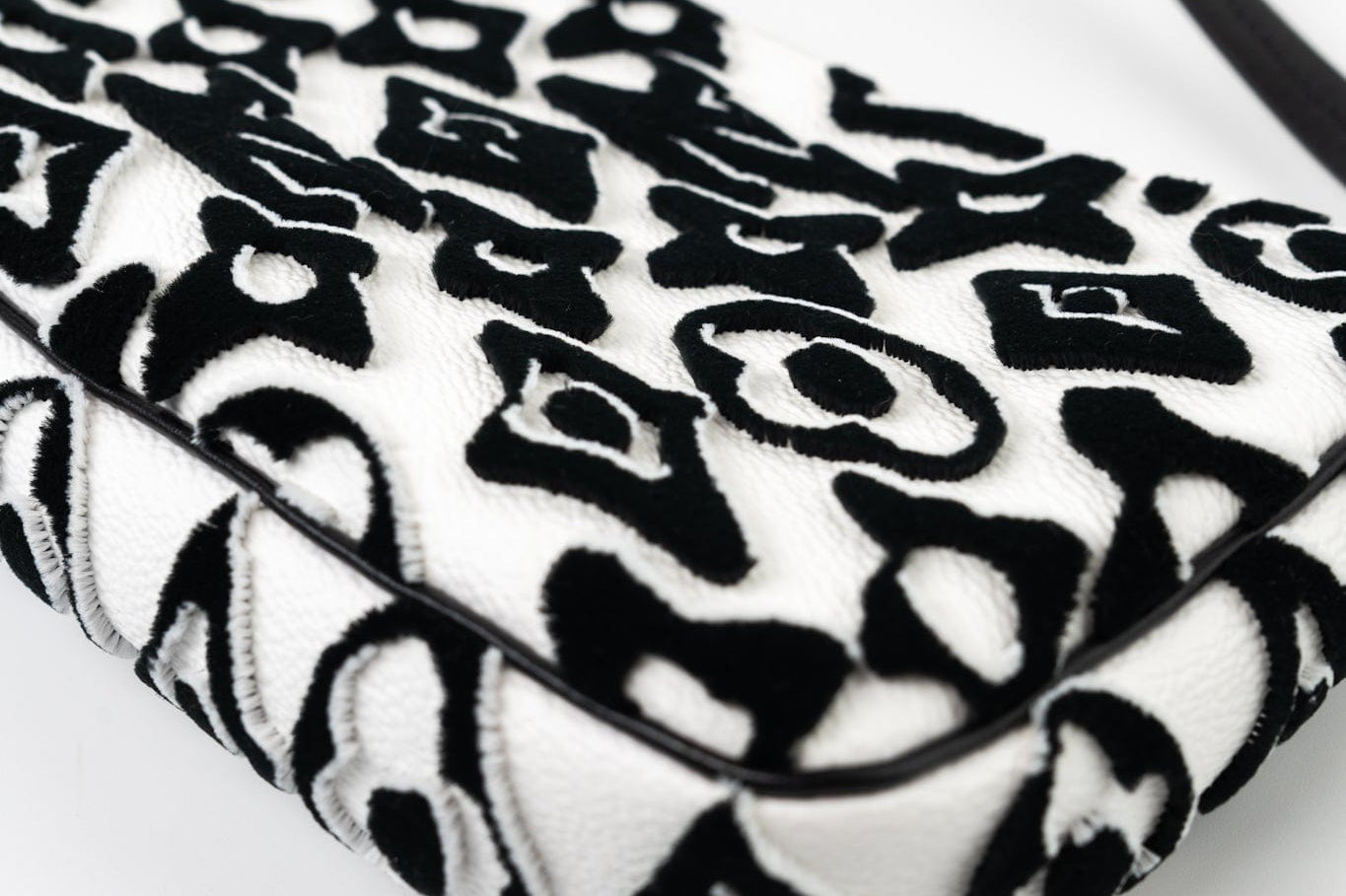 Louis Vuitton Handbag White Tufted Monogram X UF Pochette Accessories Black White - Redeluxe
