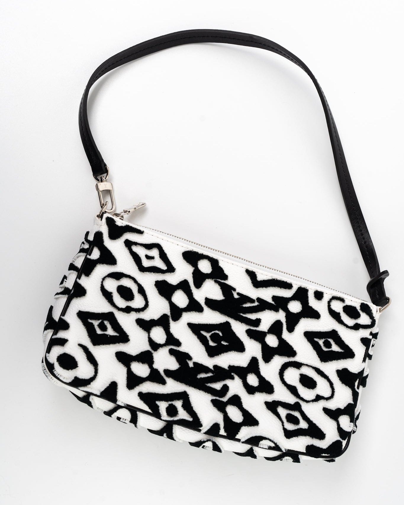 Louis Vuitton Handbag White Tufted Monogram X UF Pochette Accessories Black White - Redeluxe