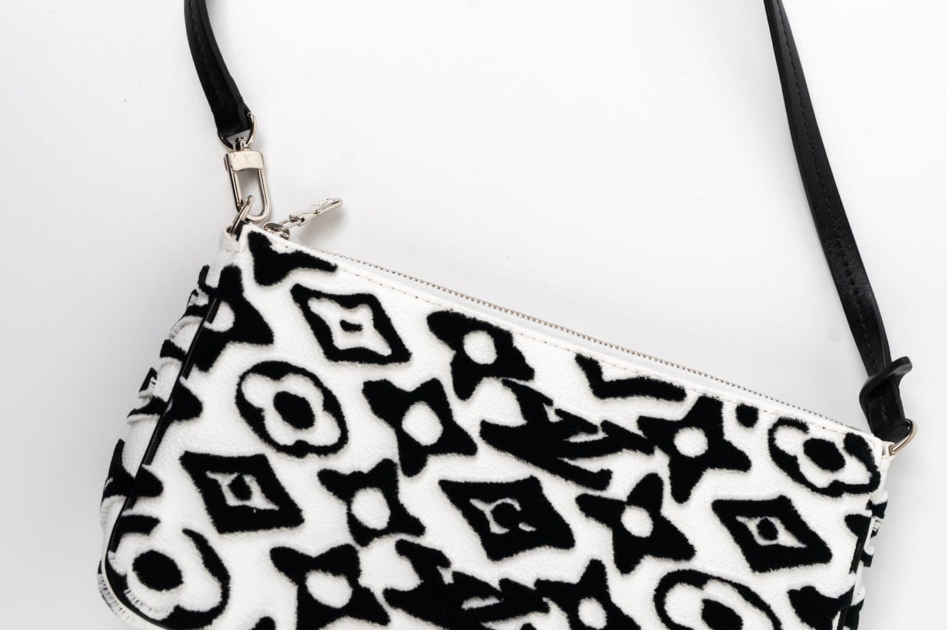 Louis Vuitton Handbag White Tufted Monogram X UF Pochette Accessories Black White - Redeluxe