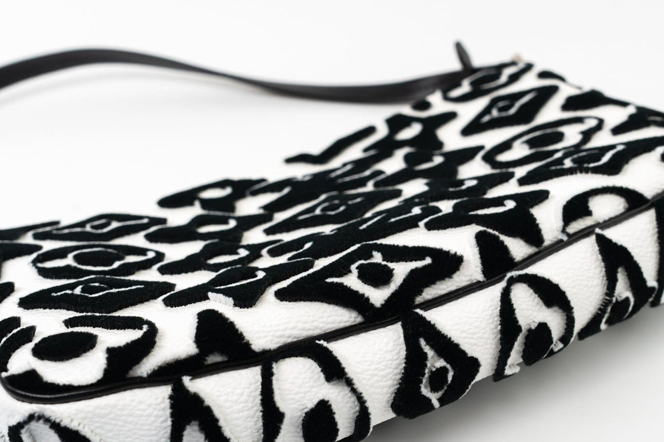 Louis Vuitton Handbag White Tufted Monogram X UF Pochette Accessories Black White - Redeluxe