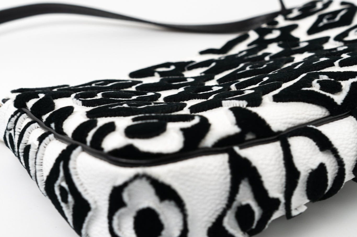 Louis Vuitton Handbag White Tufted Monogram X UF Pochette Accessories Black White - Redeluxe