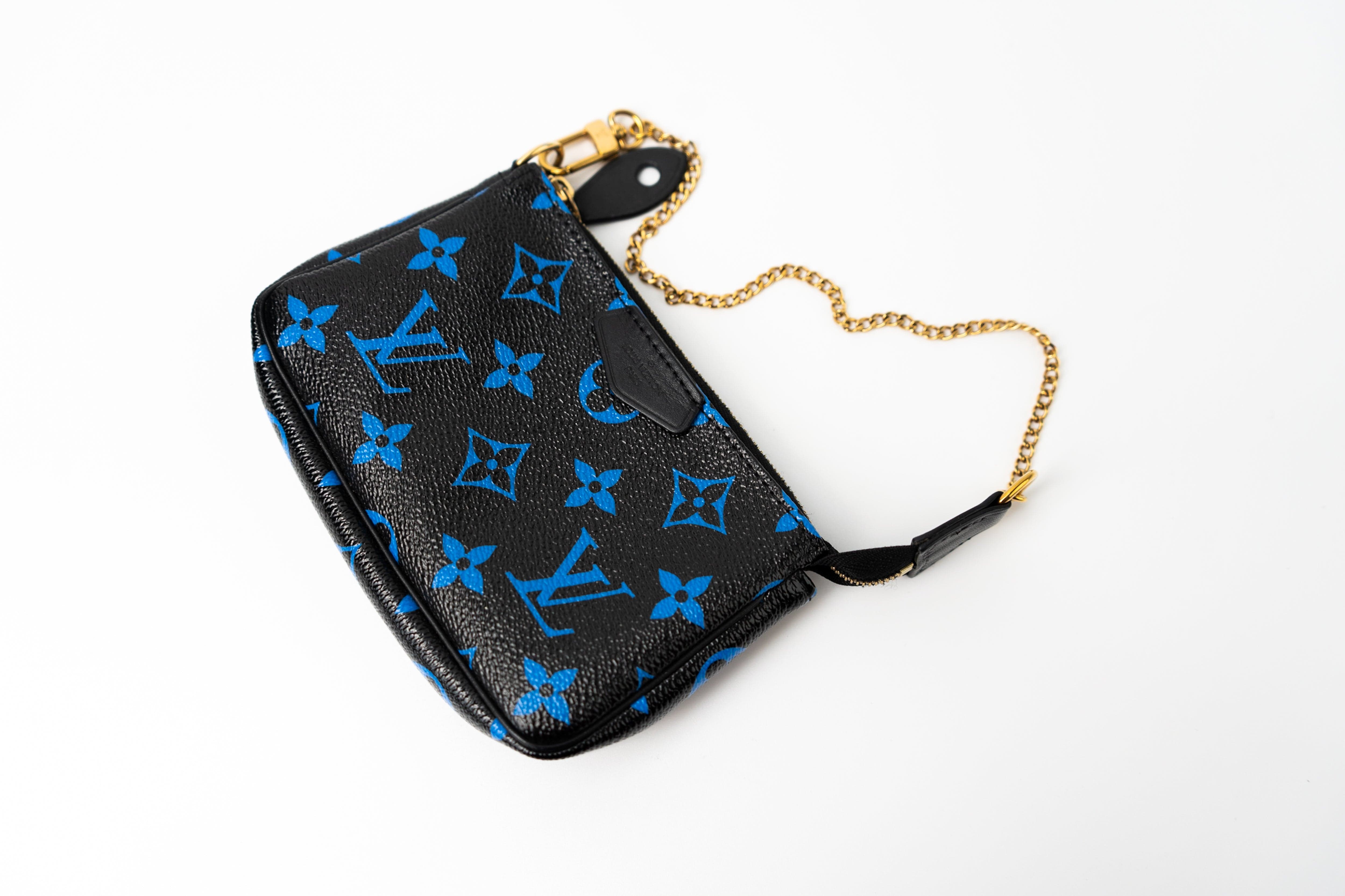 Louis Vuitton Pouch Purse Louis Vuitton Black & Blue Monogram Canvas Mini Pochette - Redeluxe