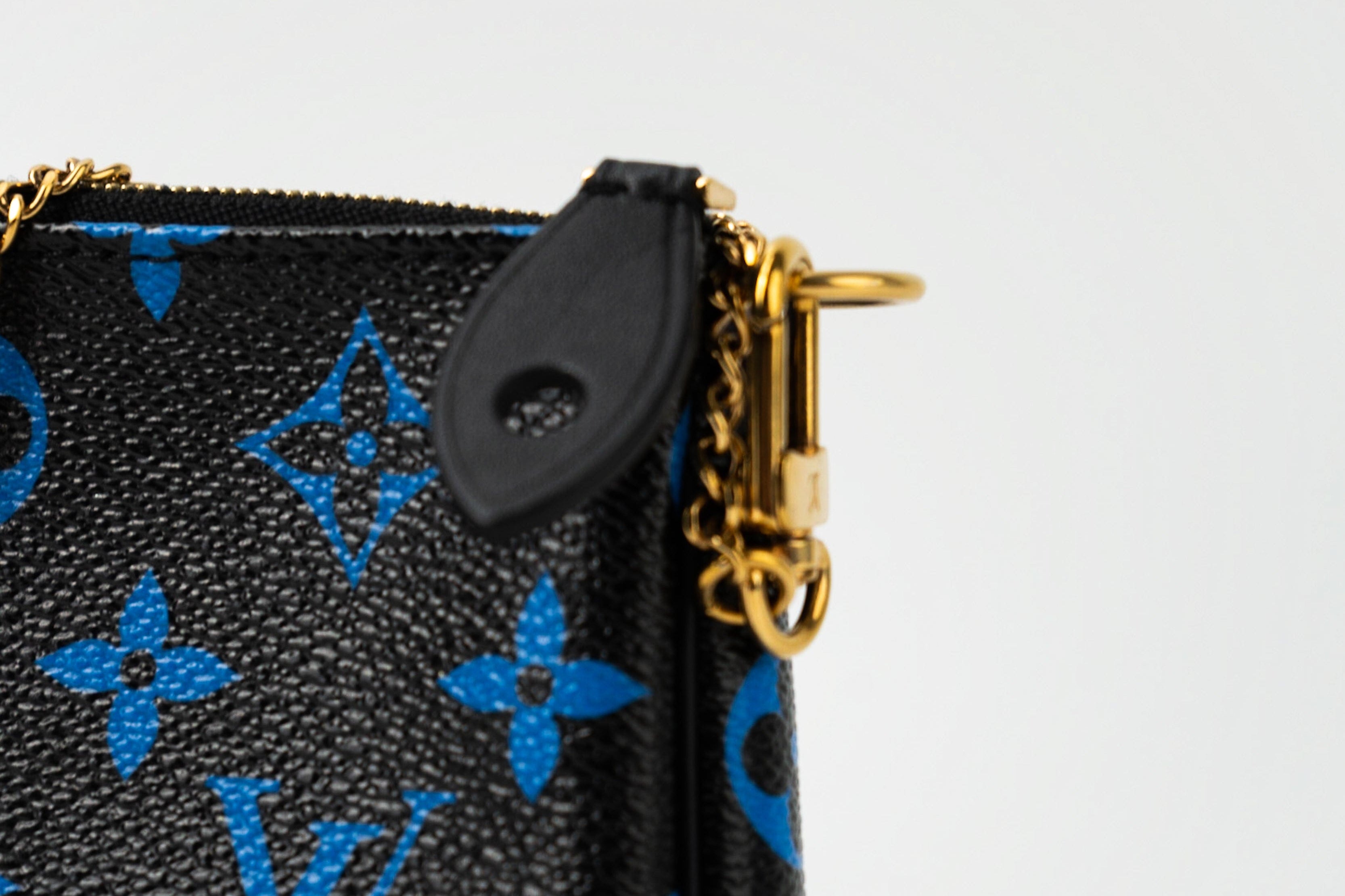 Louis Vuitton Pouch Purse Louis Vuitton Black & Blue Monogram Canvas Mini Pochette - Redeluxe