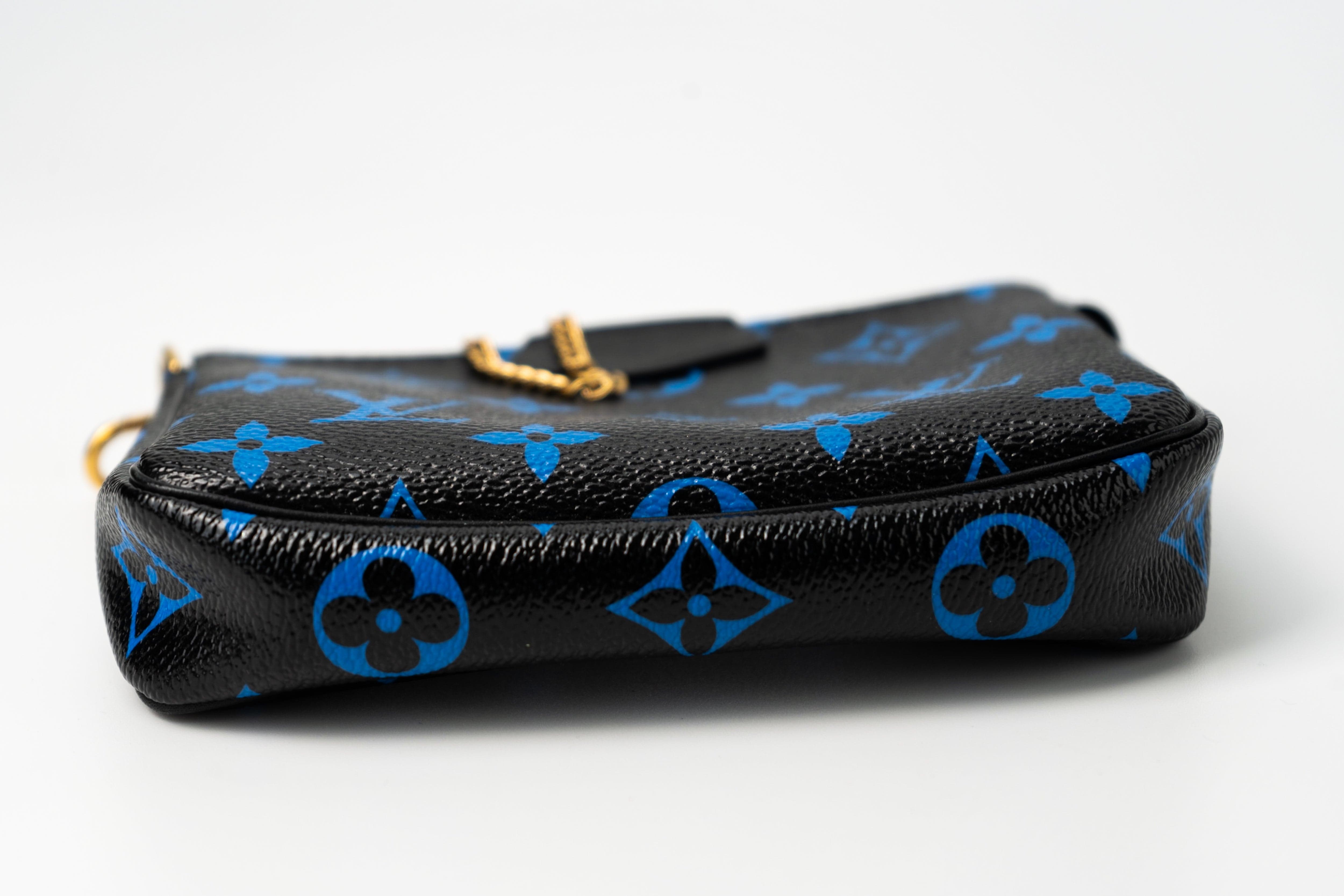 Louis Vuitton Pouch Purse Louis Vuitton Black & Blue Monogram Canvas Mini Pochette - Redeluxe