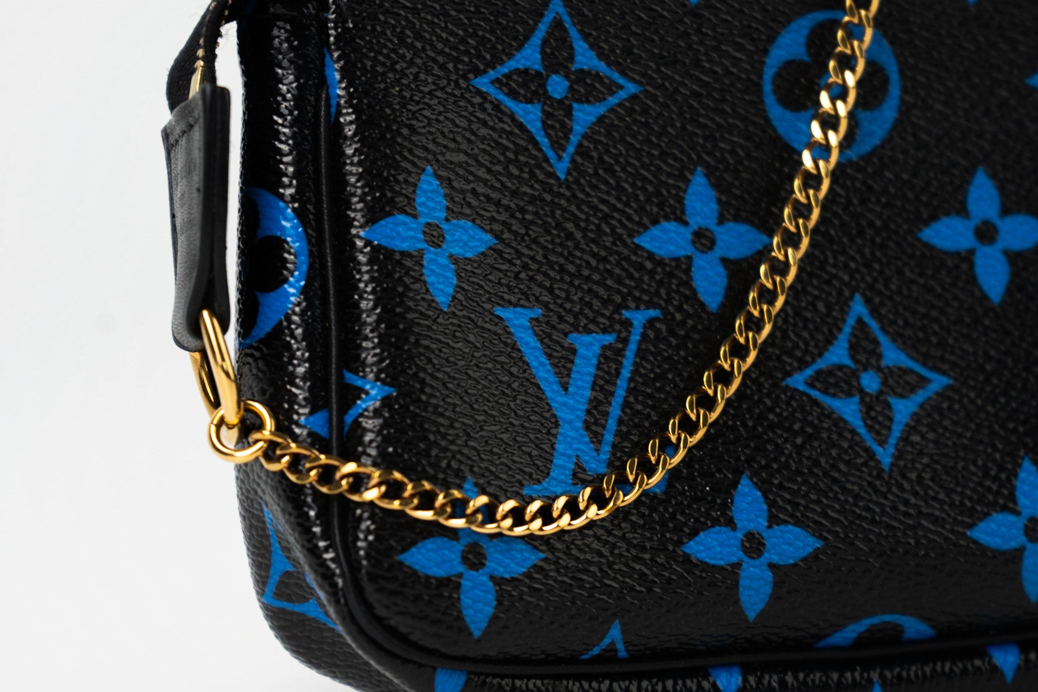 Louis Vuitton Pouch Purse Louis Vuitton Black & Blue Monogram Canvas Mini Pochette - Redeluxe