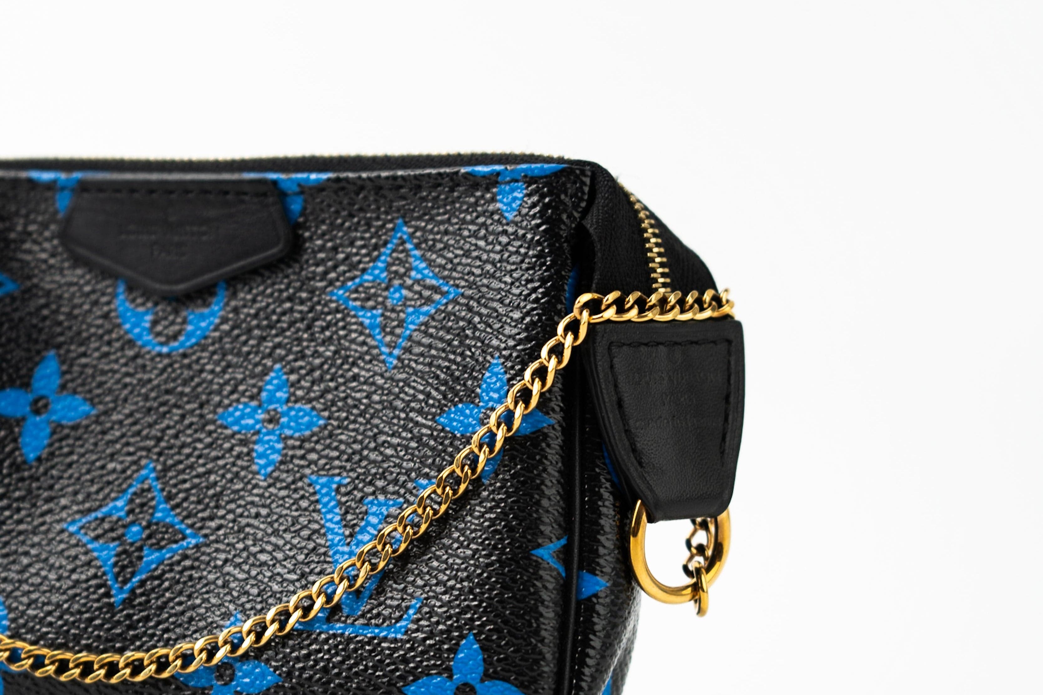 Louis Vuitton Pouch Purse Louis Vuitton Black & Blue Monogram Canvas Mini Pochette - Redeluxe