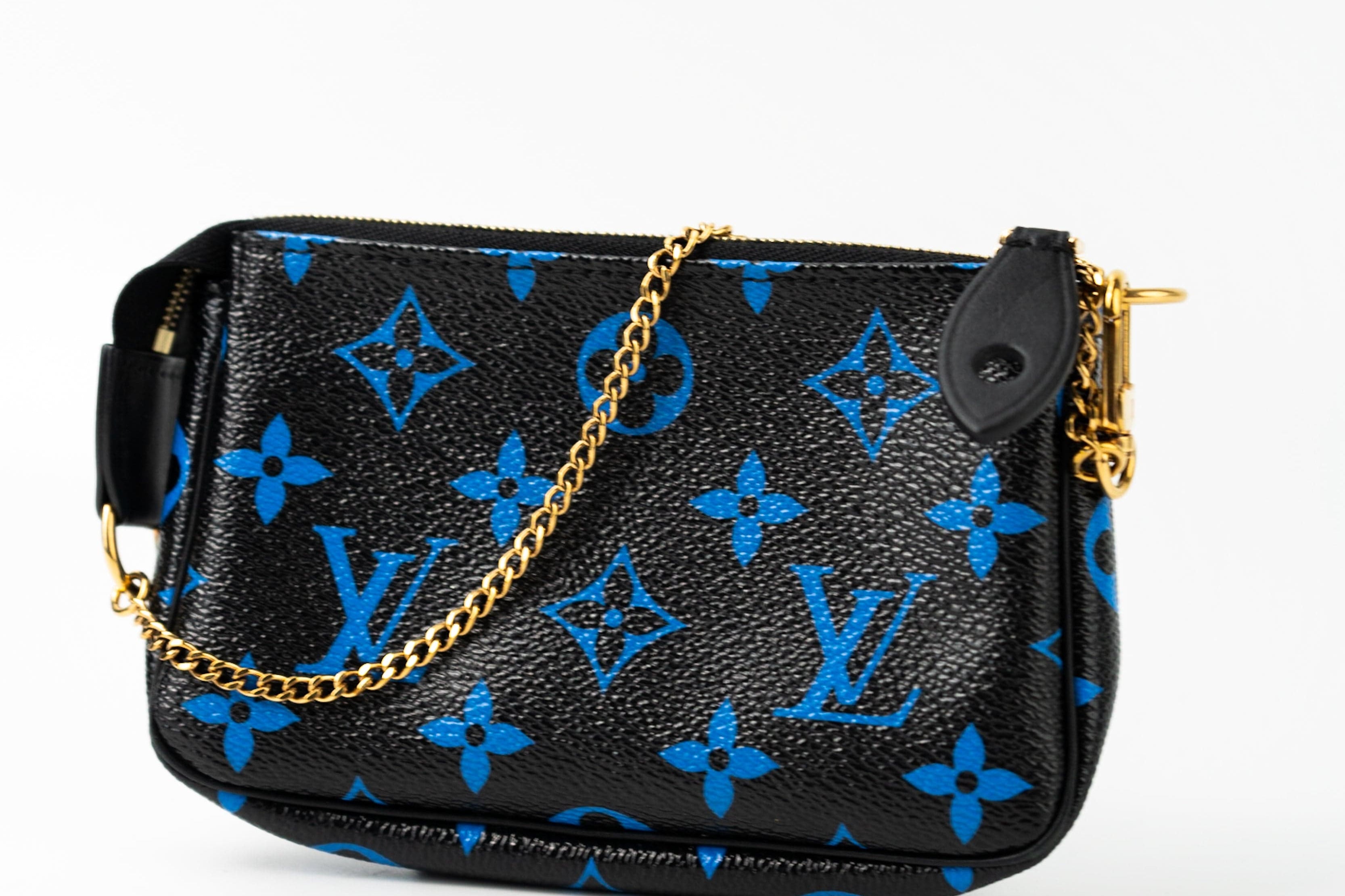 Louis Vuitton Pouch Purse Louis Vuitton Black & Blue Monogram Canvas Mini Pochette - Redeluxe