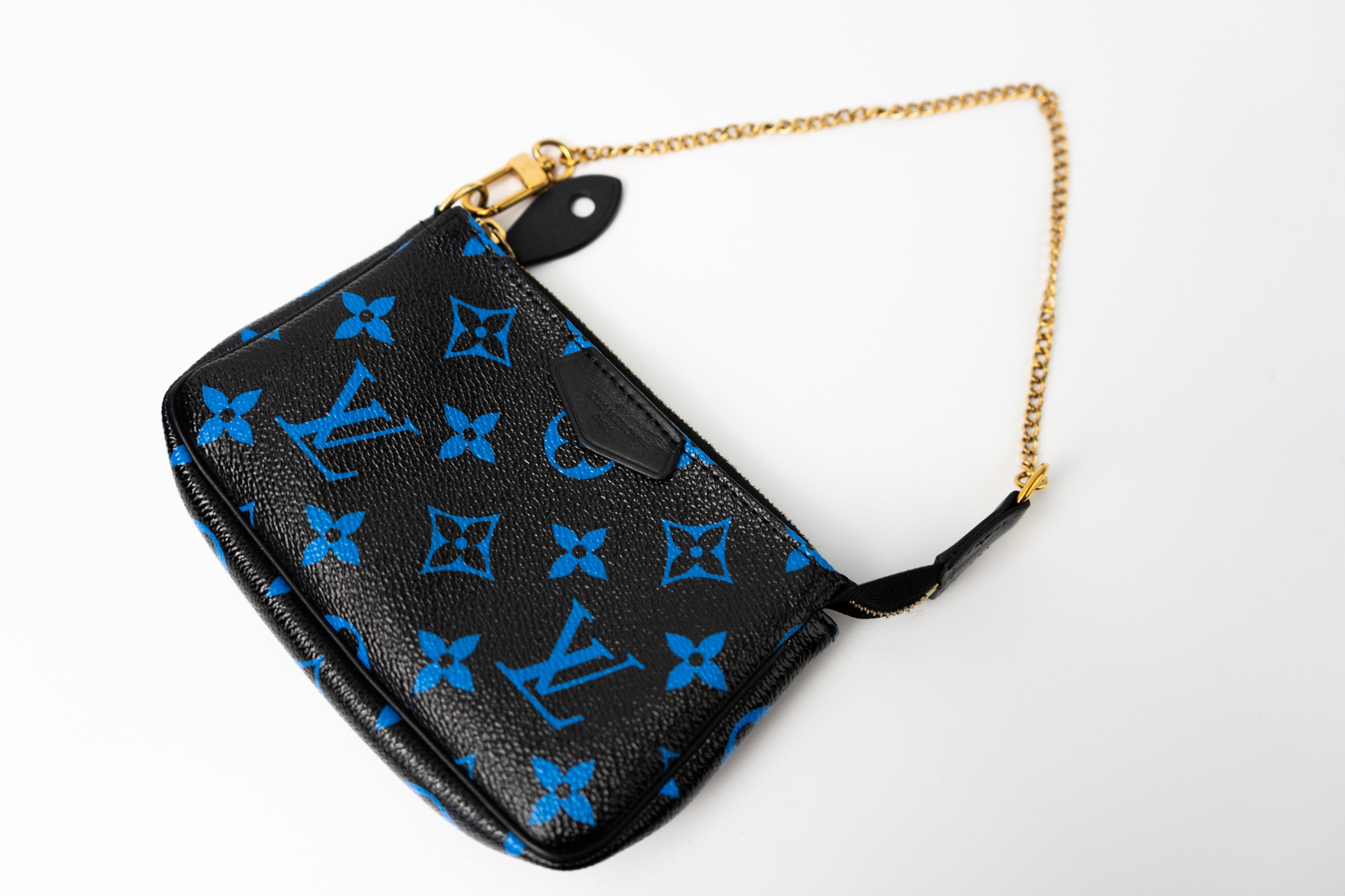Louis Vuitton Pouch Purse Louis Vuitton Black & Blue Monogram Canvas Mini Pochette - Redeluxe