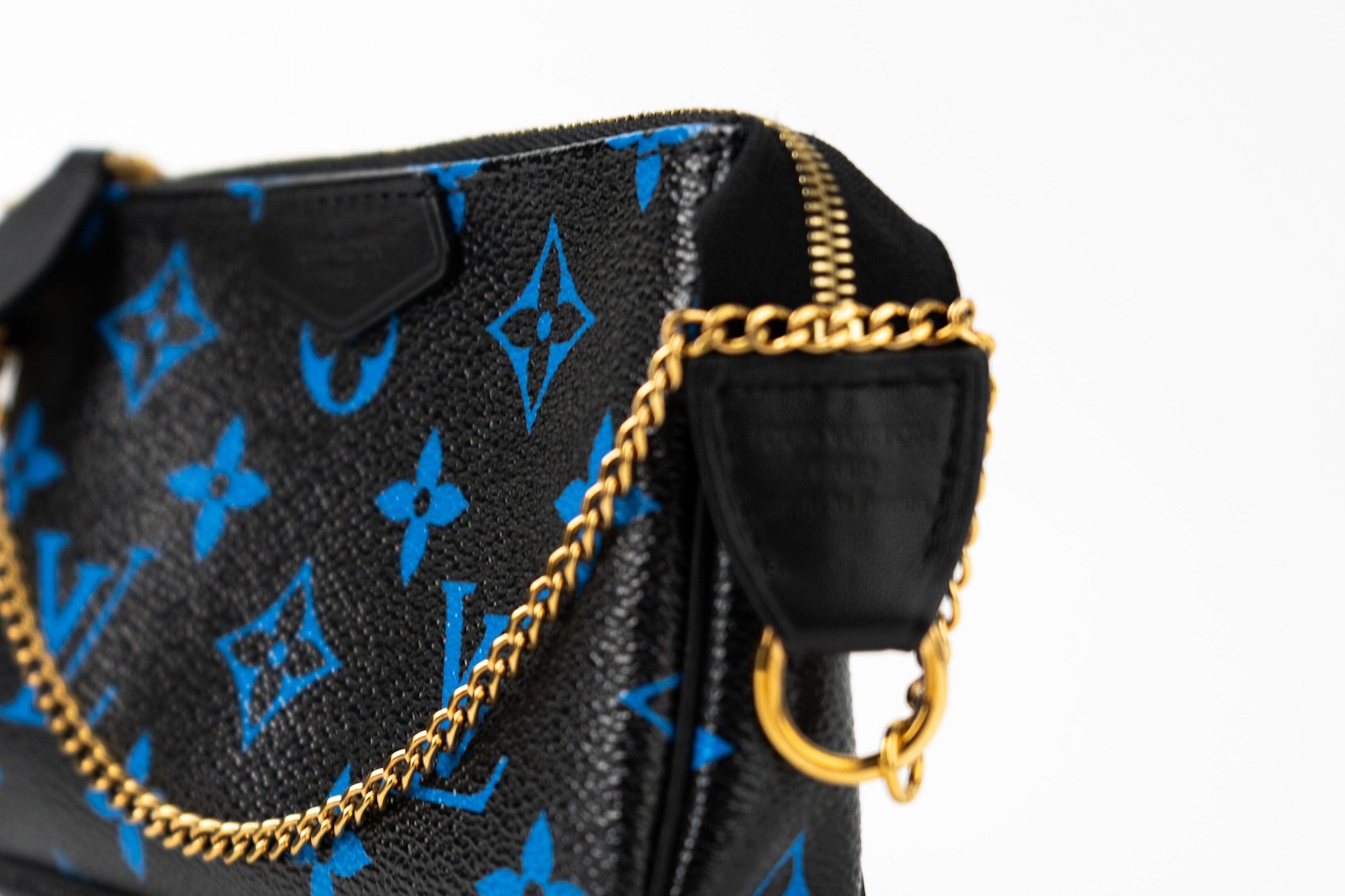 Louis Vuitton Pouch Purse Louis Vuitton Black & Blue Monogram Canvas Mini Pochette - Redeluxe