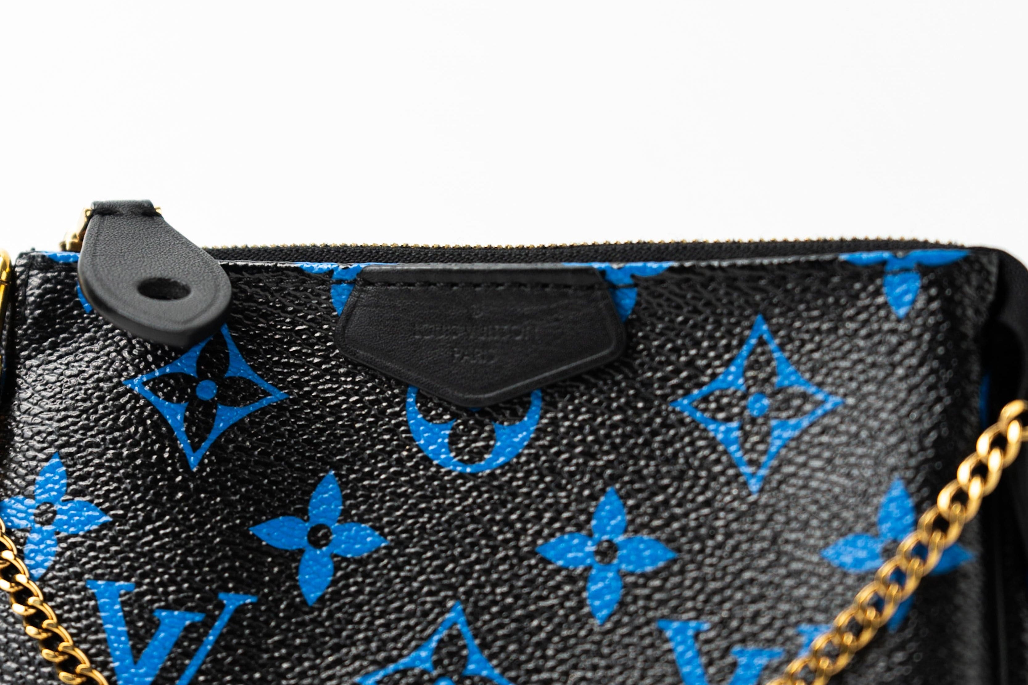 Louis Vuitton Pouch Purse Louis Vuitton Black & Blue Monogram Canvas Mini Pochette - Redeluxe