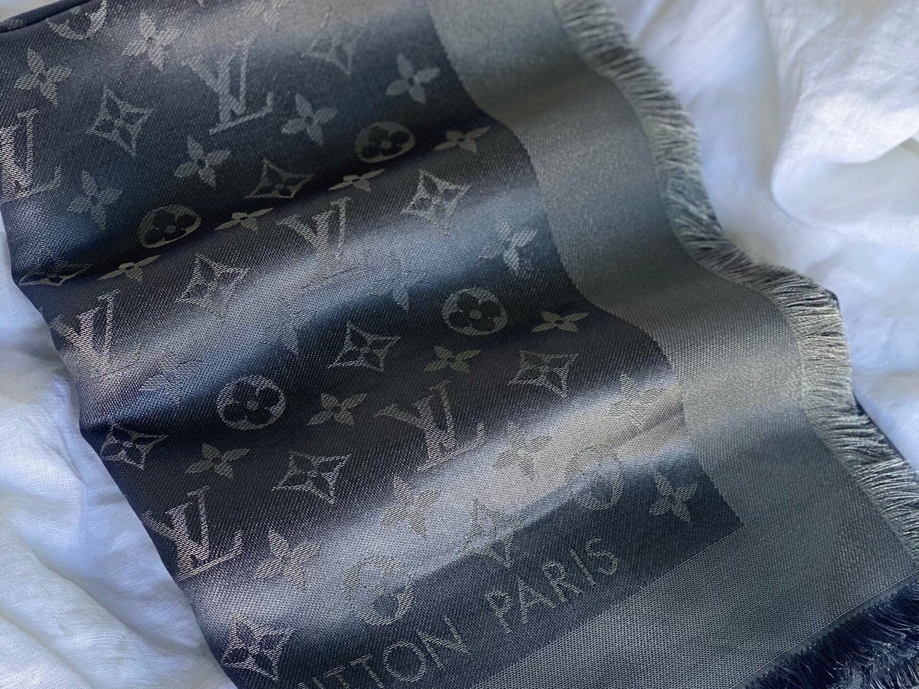 Louis Vuitton Shawl Grey Monogram Shine Shawl Charcoal Grey (M75120) - Redeluxe
