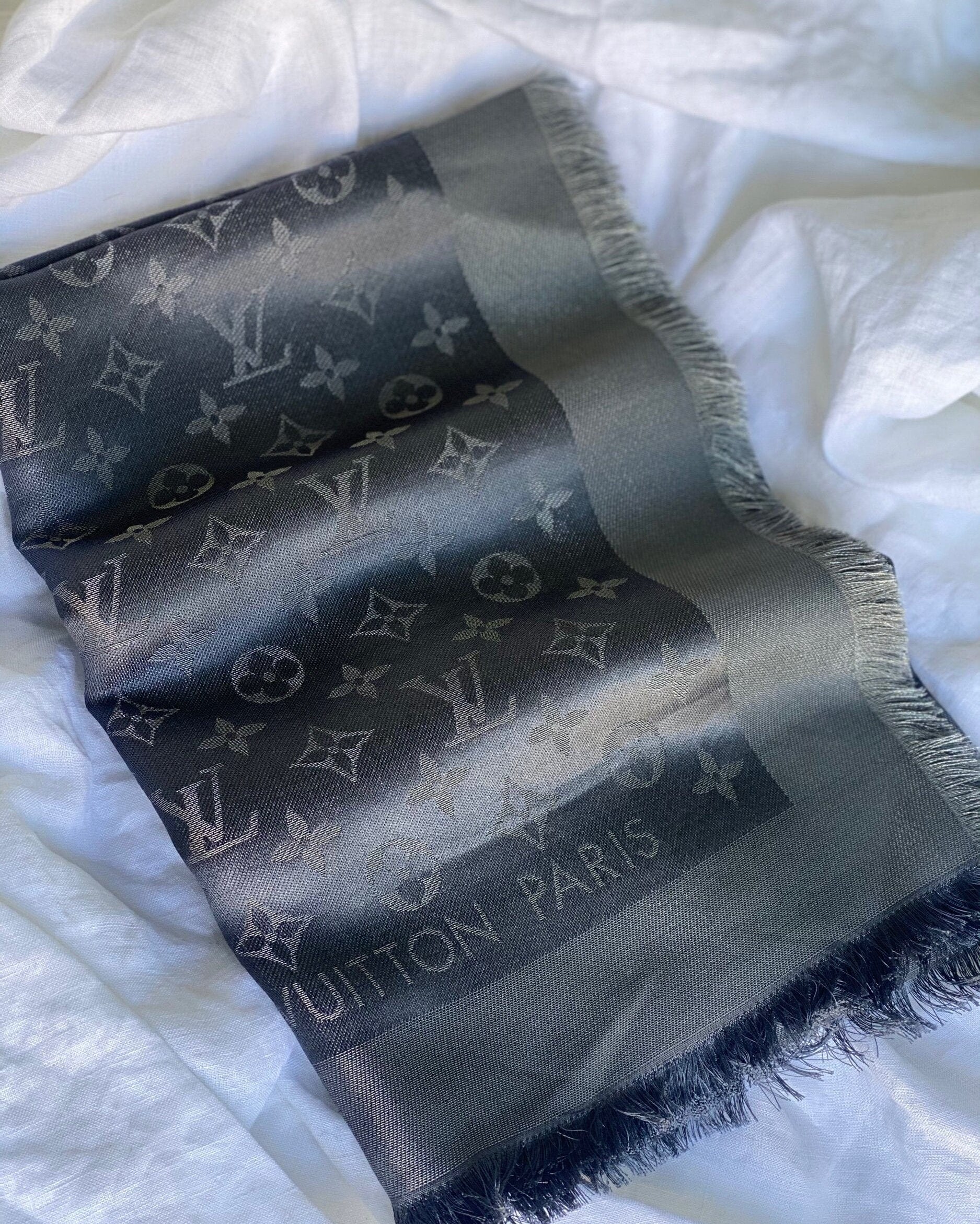 Louis Vuitton Shawl Grey Monogram Shine Shawl Charcoal Grey (M75120) - Redeluxe