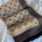 Louis Vuitton Shawl LOUIS VUITTON MONOGRAM SHAWL DENIM BLACK BEIGE (M76640) - Redeluxe