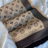 Louis Vuitton Shawl LOUIS VUITTON MONOGRAM SHAWL DENIM BLACK BEIGE (M76640) - Redeluxe