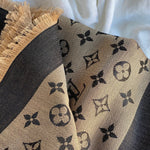 Louis Vuitton Shawl LOUIS VUITTON MONOGRAM SHAWL DENIM BLACK BEIGE (M76640) - Redeluxe