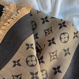 Louis Vuitton Shawl LOUIS VUITTON MONOGRAM SHAWL DENIM BLACK BEIGE (M76640) - Redeluxe