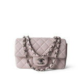 REDELUXE 21B Lilac Lambskin Quilted Mini Rectangular Flap Silver Hardware - Redeluxe