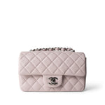 REDELUXE 21B Lilac Lambskin Quilted Mini Rectangular Flap Silver Hardware - Redeluxe