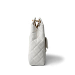 REDELUXE 23C White Caviar Quilted Medium/Large Hobo Bag Aged Gold Hardware - Redeluxe