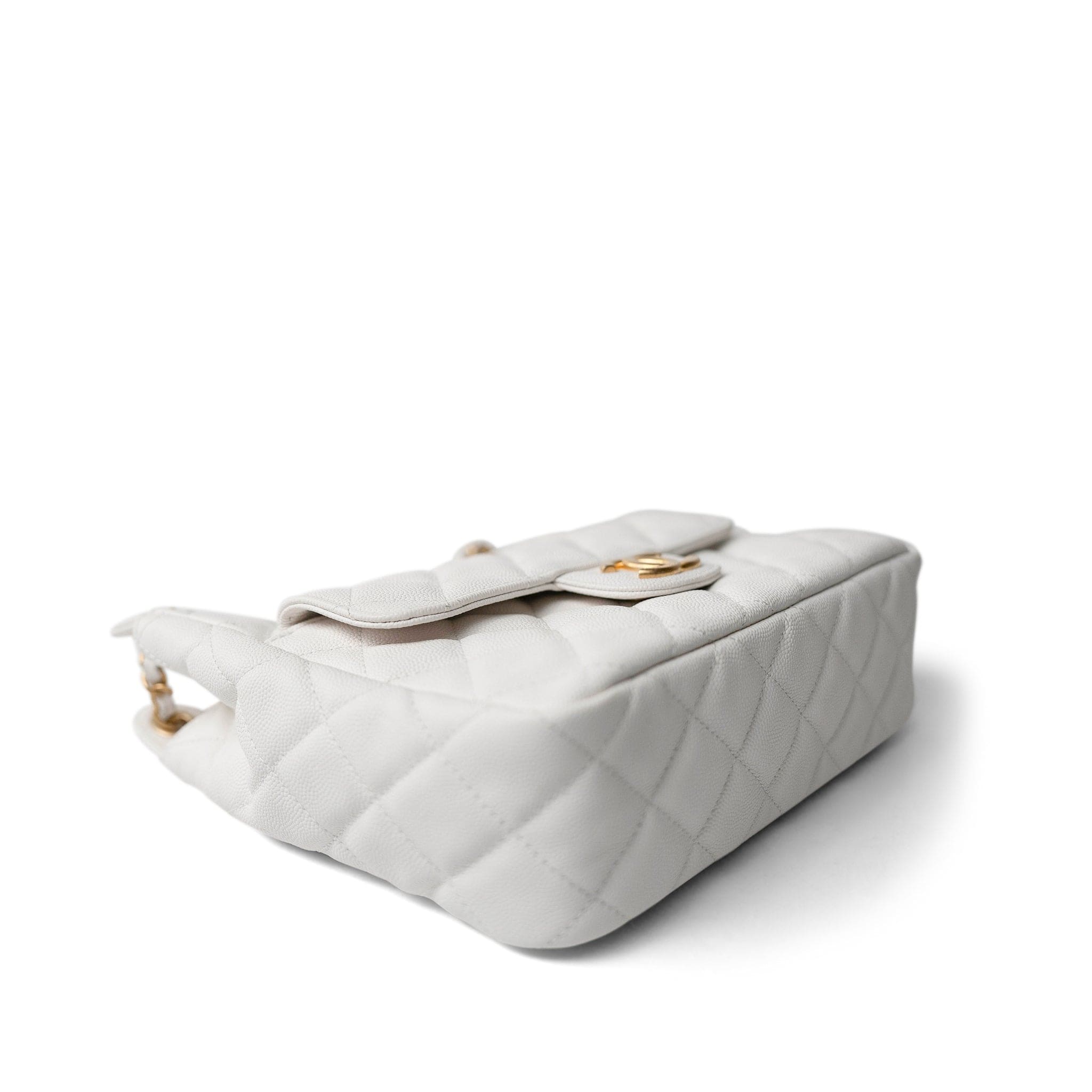 REDELUXE 23C White Caviar Quilted Medium/Large Hobo Bag Aged Gold Hardware - Redeluxe