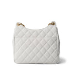 REDELUXE 23C White Caviar Quilted Medium/Large Hobo Bag Aged Gold Hardware - Redeluxe