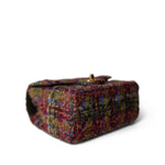 REDELUXE Handbag 22K Multicolor Tweed Quilted Mini Square Flap Aged Gold Hardware - Redeluxe