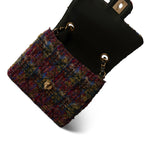REDELUXE Handbag 22K Multicolor Tweed Quilted Mini Square Flap Aged Gold Hardware - Redeluxe