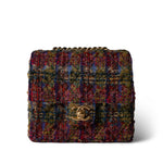REDELUXE Handbag 22K Multicolor Tweed Quilted Mini Square Flap Aged Gold Hardware - Redeluxe