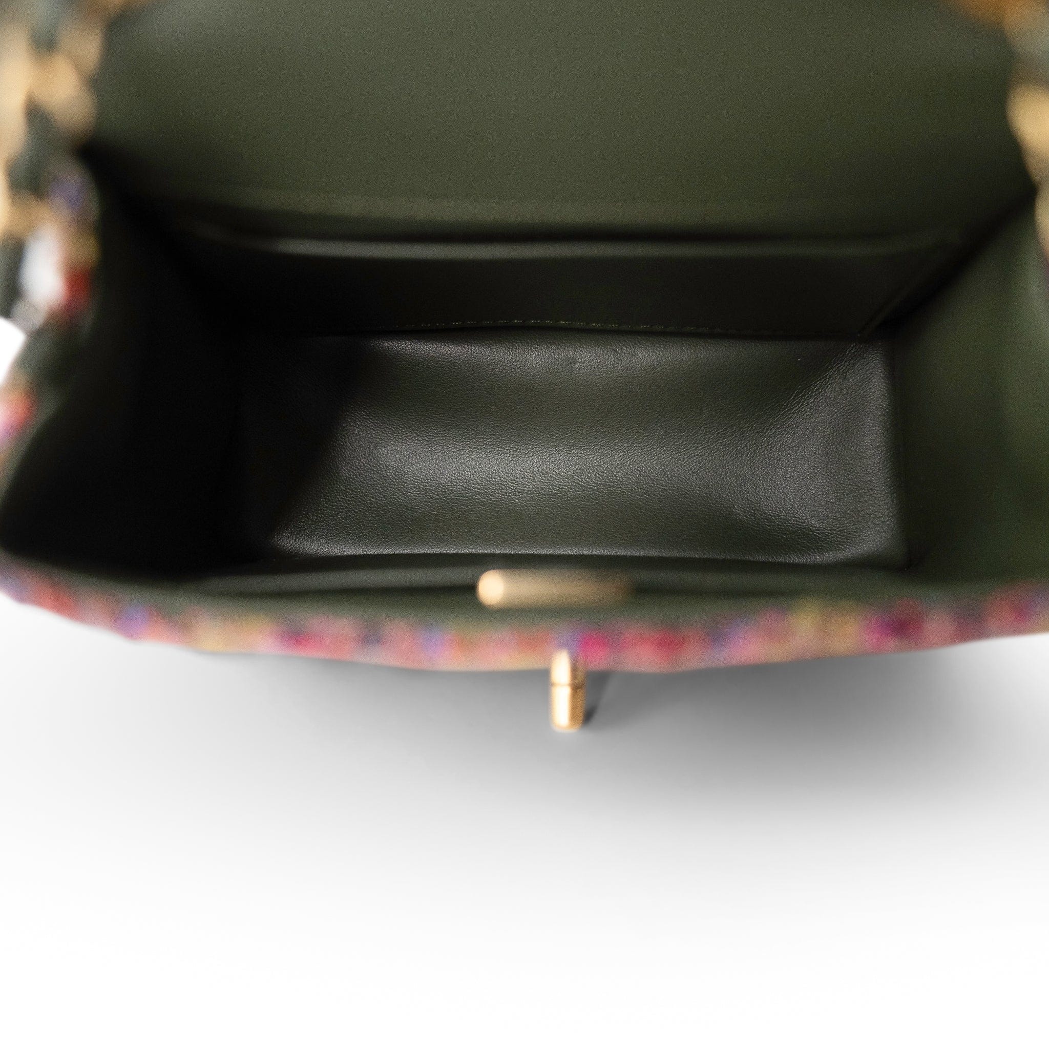 REDELUXE Handbag 22K Multicolor Tweed Quilted Mini Square Flap Aged Gold Hardware - Redeluxe