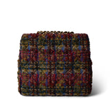 REDELUXE Handbag 22K Multicolor Tweed Quilted Mini Square Flap Aged Gold Hardware - Redeluxe