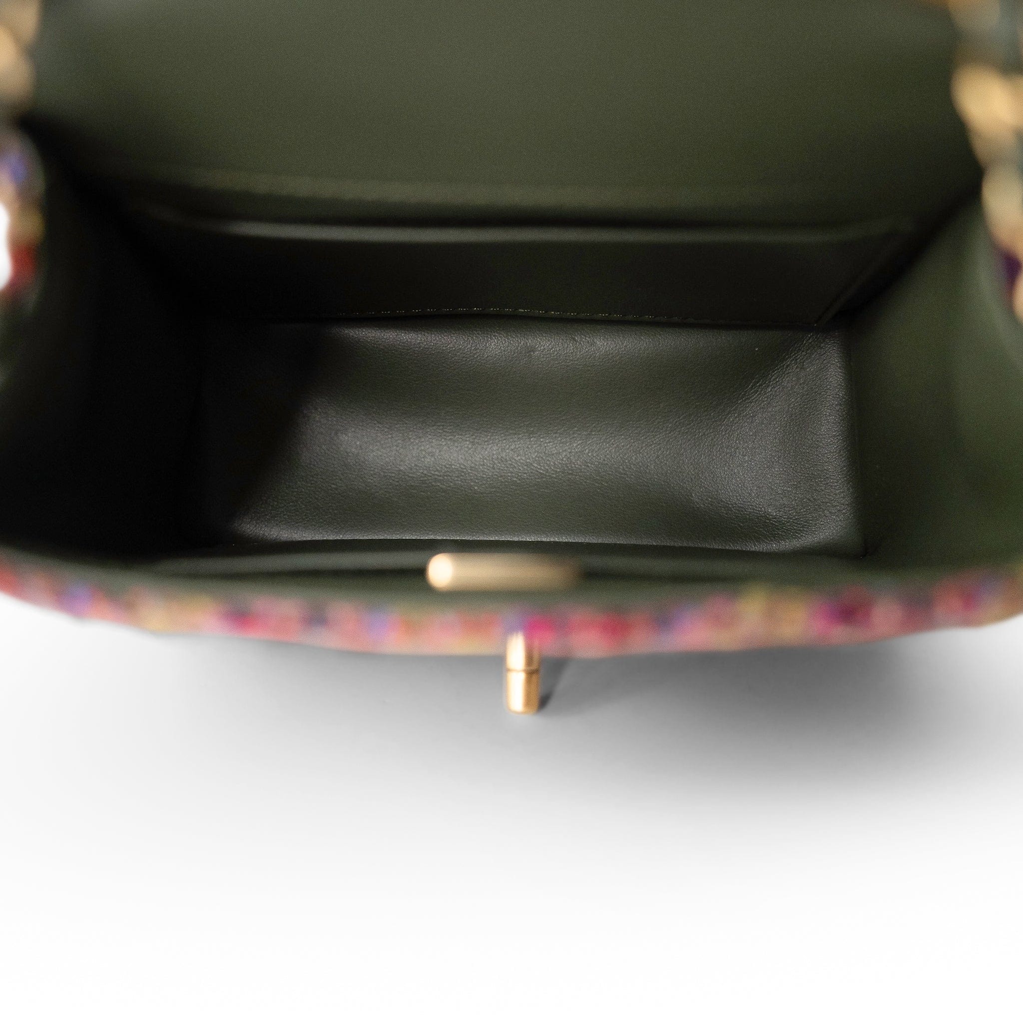 REDELUXE Handbag 22K Multicolor Tweed Quilted Mini Square Flap Aged Gold Hardware - Redeluxe