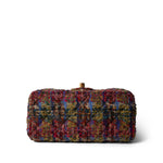 REDELUXE Handbag 22K Multicolor Tweed Quilted Mini Square Flap Aged Gold Hardware - Redeluxe