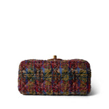 REDELUXE Handbag 22K Multicolor Tweed Quilted Mini Square Flap Aged Gold Hardware - Redeluxe