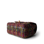 REDELUXE Handbag 22K Multicolor Tweed Quilted Mini Square Flap Aged Gold Hardware - Redeluxe