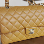 Chanel Ivory Caviar Quilted Classic Flap Medium Silver Hardware - Redeluxe