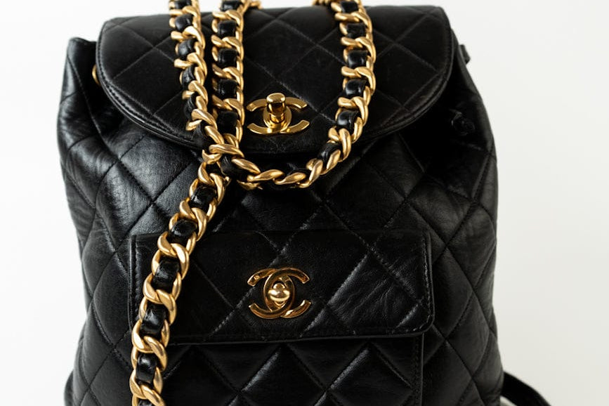 Rare Vintage Chanel CC Duma Micro Mini Quilted Black Lambskin