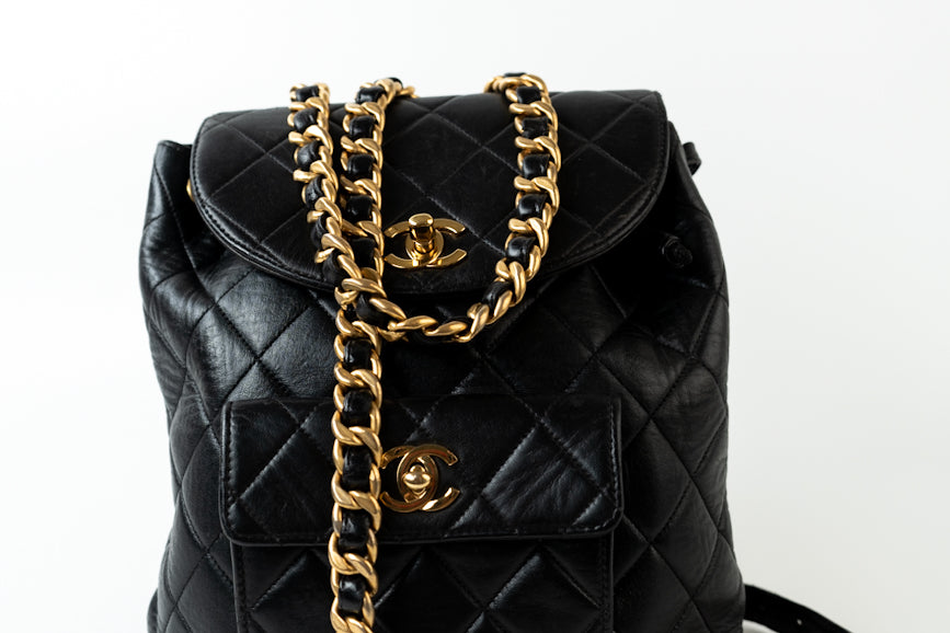 Chanel Vintage Black Duma Classic Backpack Bag 24k GHW